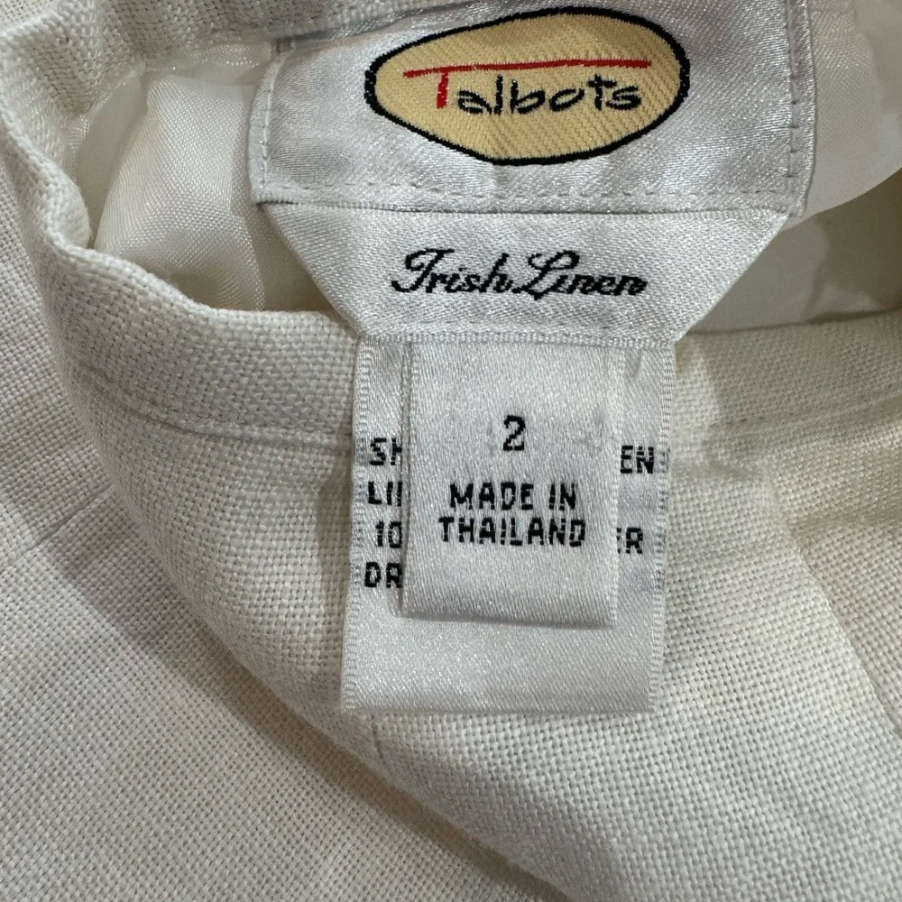 Talbots Fresh Linen 100% Linen A-Line Midi Skirt Ivory Petite 2P